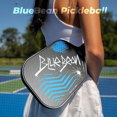 Pickleball Paddles, USAPA Approved, 3K Raw Carbon Fiber Pickleball Paddle with a 16MM Polymer Honeycomb Core Provides Higher Grit&Spin, Engineered for Players Intermediate and Above, BlueBean in Saudi Arabia