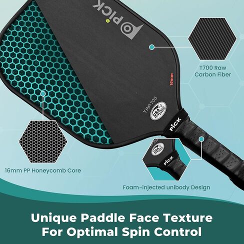 PiCK TRP700 Professional Raw Carbon Fiber Pickleball Paddles, Unibody Foam Injected, Thermoformed Polypropylene Honeycomb Core, USA Pickleball Approved (TRP700) in Saudi Arabia