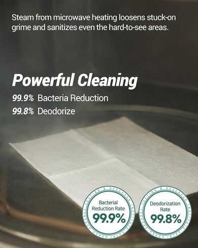 DEARCUS Microwave Steam Cleaning Wipes - 1min Steaming Cleaner Deodorizer - Quick, Safe & Natural Cleaning Solution for Microwaves and Kitchen Appliances - Removes Food and Grime Buildup, 12 Sheets in Saudi Arabia