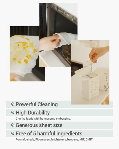 DEARCUS Microwave Steam Cleaning Wipes - 1min Steaming Cleaner Deodorizer - Quick, Safe & Natural Cleaning Solution for Microwaves and Kitchen Appliances - Removes Food and Grime Buildup, 12 Sheets in Saudi Arabia