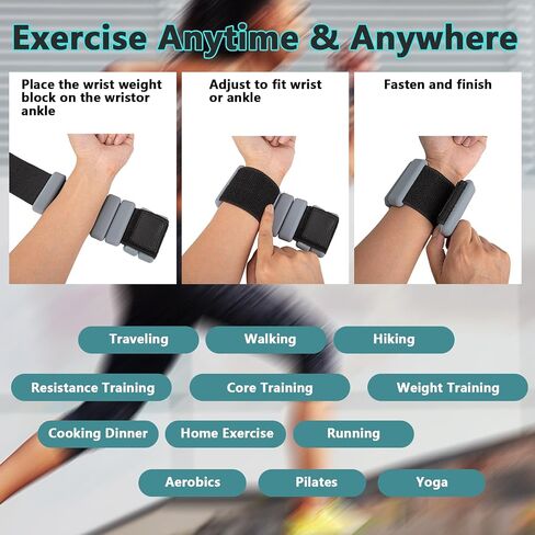 Pilates Ankle Weights and Wrist Weights for Women, Leg Weights and Arm Weights Set of 2 (1 LB/2 LBS Each), Adjustable Yoga, Dance, Barre, Walking, Gym Workout in Saudi Arabia