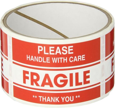 TapeCase Shipping Packing Labels "Please Handle With Care / Fragile / Thank You", Red/White (50 Per Pack) in Kuwait