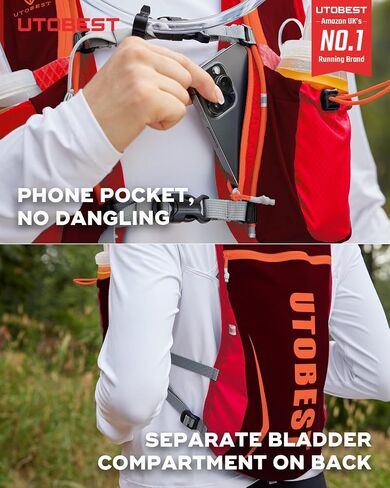 UTOBEST Running Vest Lightweight Hydration Vest Pack 5L UTR104 | 7 Pockets, Large Phone Holder, Comfort Fit, No Bounce, OSFM, Unisex, Great for Entry Leve Trail Running, Park Run, Marathon in Kuwait