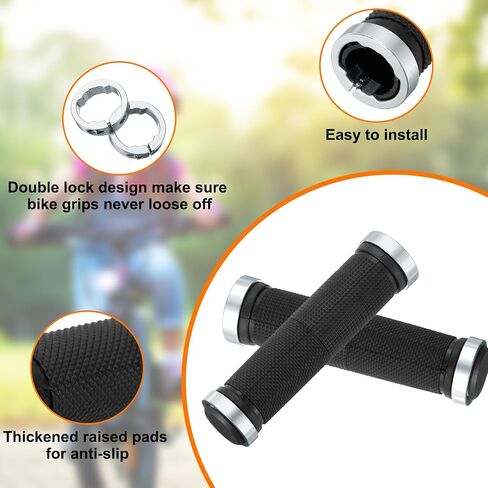 HARFINGTON Bike Handlebar Grips Double Lock on Non-Slip Bicycle Grips Fit Handlebars for Mountain Road Foldable MTB BMX Scooter Cruiser Tricycle in Kuwait