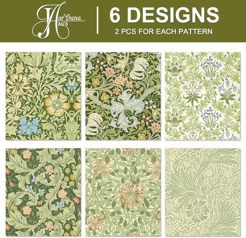 JarThenaAMCS 12 Sheets William Morris Floral Wrapping Paper -Not Roll- Greenery Gift Wrap Paper Folded Flat Art Paper for DIY Crafts Wedding Birthday Baby Shower, 19.7 x 27.6 Inch in Kuwait