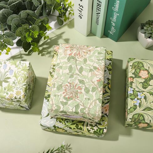 JarThenaAMCS 12 Sheets William Morris Floral Wrapping Paper -Not Roll- Greenery Gift Wrap Paper Folded Flat Art Paper for DIY Crafts Wedding Birthday Baby Shower, 19.7 x 27.6 Inch in Kuwait