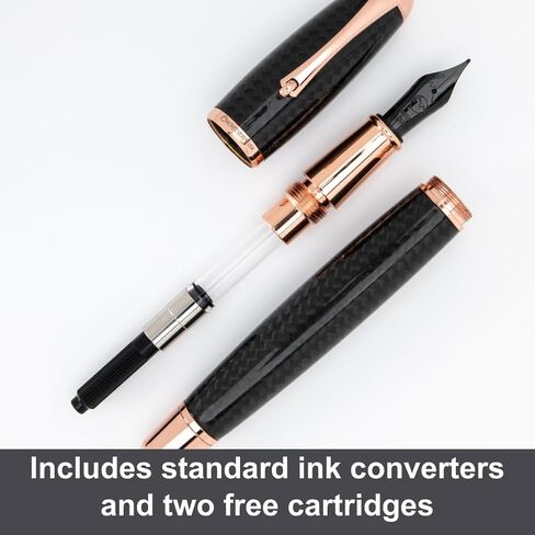 MONTEVERDE USA Super Mega Carbon Fiber/Chrome Trim Fountain Pen - Extra Fine Nib - Exquisite Luxury Pen for Men & Women – Perfect for Office, Business, School, Gifts, Journaling, Autographs in Saudi Arabia