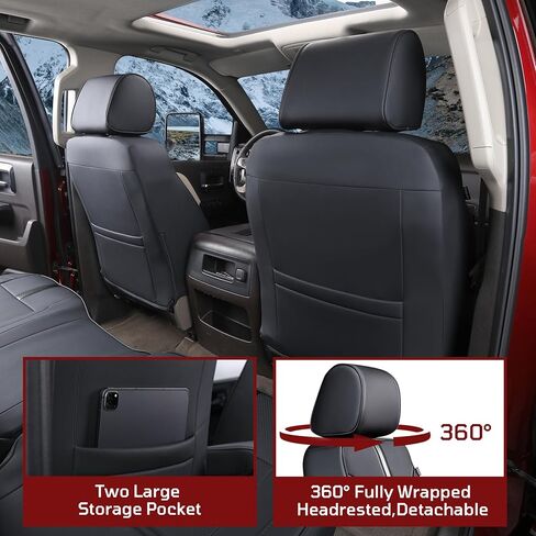 أغطية مقاعد مخصصة مناسبة لسيارة Chevy Silverado GMC Sierra 2014-2018 1500 و2015-2019 2500HD 3500HD كابينة طاقم مزدوجة مغطاة بالكامل أغطية مقاعد حامية مضادة للماء من الجلد الصناعي in Kuwait