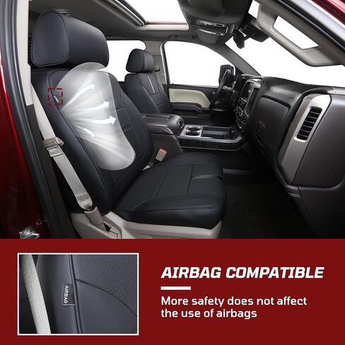 أغطية مقاعد مخصصة مناسبة لسيارة Chevy Silverado GMC Sierra 2014-2018 1500 و2015-2019 2500HD 3500HD كابينة طاقم مزدوجة مغطاة بالكامل أغطية مقاعد حامية مضادة للماء من الجلد الصناعي in Kuwait