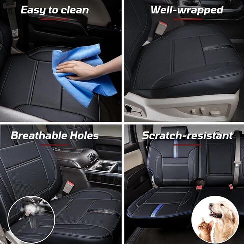 أغطية مقاعد مخصصة مناسبة لسيارة Chevy Silverado GMC Sierra 2014-2018 1500 و2015-2019 2500HD 3500HD كابينة طاقم مزدوجة مغطاة بالكامل أغطية مقاعد حامية مضادة للماء من الجلد الصناعي in Kuwait