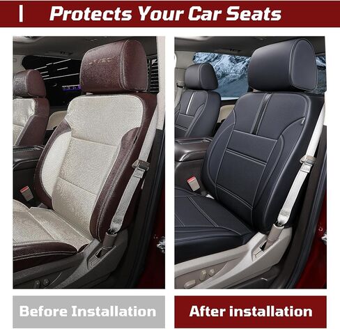أغطية مقاعد مخصصة مناسبة لسيارة Chevy Silverado GMC Sierra 2014-2018 1500 و2015-2019 2500HD 3500HD كابينة طاقم مزدوجة مغطاة بالكامل أغطية مقاعد حامية مضادة للماء من الجلد الصناعي in Kuwait