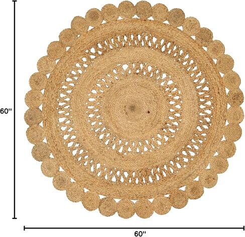 Natural Rattan Hand Woven Jute Rug, 4' Round Boho Rugs for Outdoor and Indoor, Farmhouse Rug for Dining Room Kitchen, Living Area, Under Table Circle Decor Round Rug 4ft in Saudi Arabia