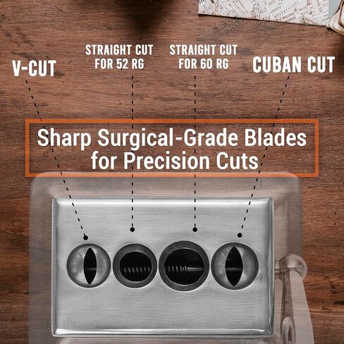 Oasis Classic Desktop Quad Cutter - Straight or V-Cut for 52-60 Ring Gauge - Table Top cutter - Your Cut Buddy Tool - Aluminum, Stainless Steel - 6"L x 4.25"W - Silver in Saudi Arabia