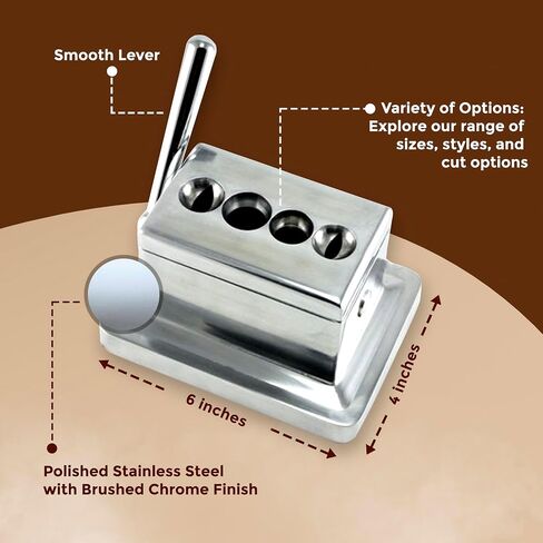 Oasis Classic Desktop Quad Cutter - Straight or V-Cut for 52-60 Ring Gauge - Table Top cutter - Your Cut Buddy Tool - Aluminum, Stainless Steel - 6"L x 4.25"W - Silver in Saudi Arabia