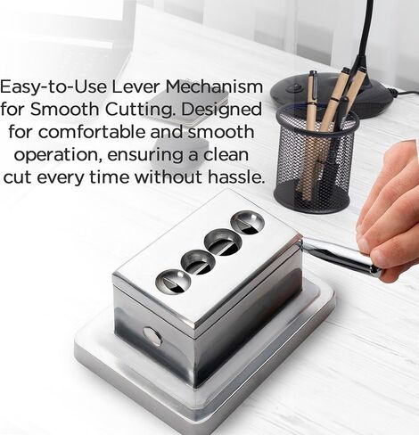 Oasis Classic Desktop Quad Cutter - Straight or V-Cut for 52-60 Ring Gauge - Table Top cutter - Your Cut Buddy Tool - Aluminum, Stainless Steel - 6"L x 4.25"W - Silver in Saudi Arabia