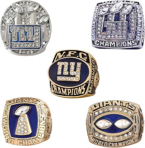 YN NATIONAL FOOTBALL CHAMPIONSHIP RING 5-TIMES NEW YORK,CHAMPIONSHIP RINGS WITH WOOD BOX GIFT FOR CHRISTMAS BIRTHDAY MEN'S BOYS WOMEN in Saudi Arabia