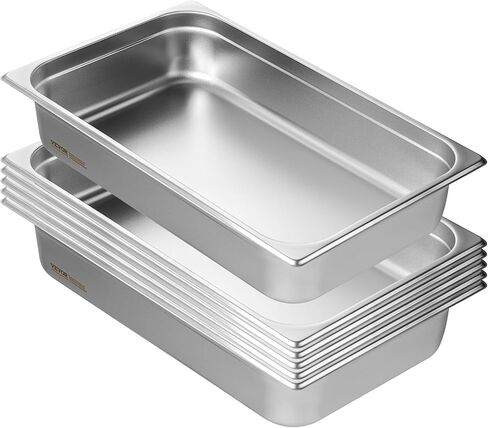 VEVOR 6 Pack 4-Inch Deep Hotel Pans, Full Size Steam Table Pan, 0.8mm Thick, Commercial Stainless Steel Chafing Steam Table Pan, Catering Storage Food Pan in Saudi Arabia