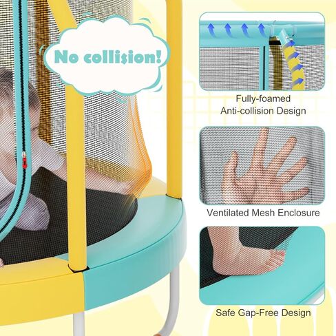 Giantex 48" Trampoline for Kids, Toddler Trampoline with Safety Enclosure Net, Max Load 265 Lbs, Outdoor Mini Trampoline with Net for Kids, Indoor Small Trampoline Gifts for Boys Girls Aged 3-6 in Kuwait