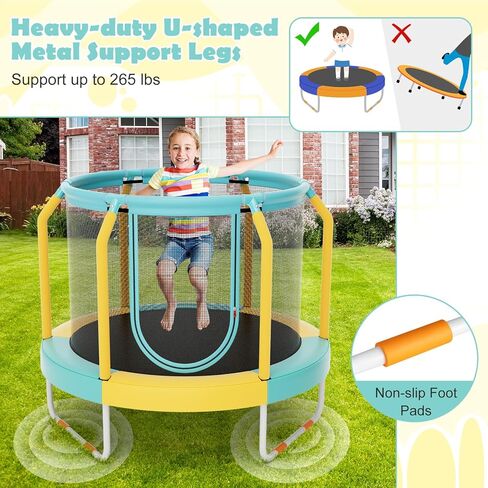 Giantex 48" Trampoline for Kids, Toddler Trampoline with Safety Enclosure Net, Max Load 265 Lbs, Outdoor Mini Trampoline with Net for Kids, Indoor Small Trampoline Gifts for Boys Girls Aged 3-6 in Kuwait