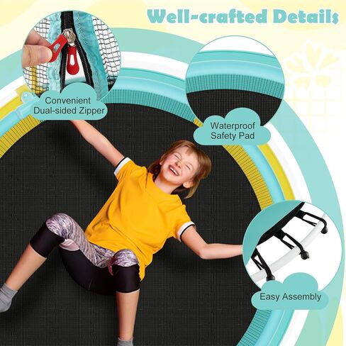 Giantex 48" Trampoline for Kids, Toddler Trampoline with Safety Enclosure Net, Max Load 265 Lbs, Outdoor Mini Trampoline with Net for Kids, Indoor Small Trampoline Gifts for Boys Girls Aged 3-6 in Kuwait