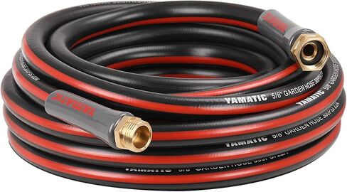 YAMATIC Garden Hose 75 ft with Swivel Fitting, Ultra Durable Water hose, 5/8 inch Regular Hose with Solid Brass Connector for All-weather Outdoor, Car wash, Lawn, Black in Saudi Arabia