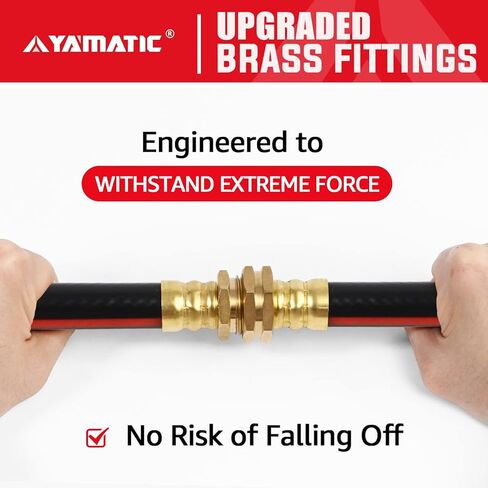 YAMATIC Garden Hose 75 ft with Swivel Fitting, Ultra Durable Water hose, 5/8 inch Regular Hose with Solid Brass Connector for All-weather Outdoor, Car wash, Lawn, Black in Saudi Arabia