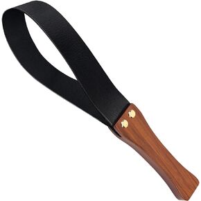 Coolrunner 19 Inch Riding Crop for Horse, Leather Paddle with Anti-Slip Wooden Handle, Equestrianism Crops, Black Crops for Horses