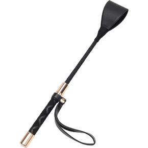 Zhichengbosi Horse Crop Black, Faux Leather Riding Crop with Anti-Slip Grip Gel Handle (30cm, Black)