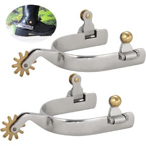 Anjetan 1 Pair Horse Spurs, Stainless Steel Horse Spurs for Men, Western Cowboy Spurs with Copper Rowel, Horse Boot Spurs, Mens Roping Spurs, Horse Spurs with Gear, Horse Riding Accessories