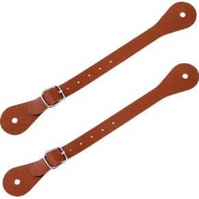 2 Pcs Leather Spur Straps Single Ply Spur Straps Western Man Woman Adjustable Boot Straps for Thigh High Boots 6 Holes Spur Straps Riding Leather Spur Straps 9.9 Inches