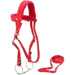 Zerodis Adjustable Horse Bridle with Rein Red Harness Headstall with Soft Cushion