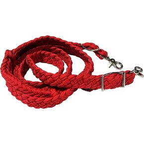 CHALLENGER Roping Knotted Horse Tack Western Barrel Reins Nylon Braided Red 60723