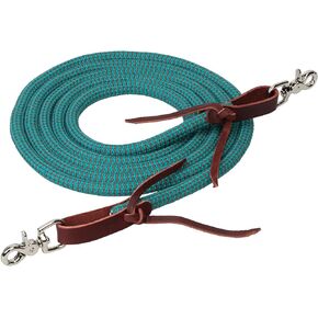 EcoLuxe Bamboo Round Trail Rein, 1/2" X 10', Turquoise/Charcoal
