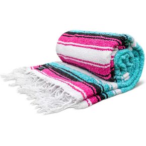 Premium Mexican Blanket, Authentic Hand Woven Falsa Blanket & Yoga Blanket | Made by Traditional Mexican Artisans, Perfect Camping Blanket, Beach Blanket, Picnic Blanket, & Car Blanket