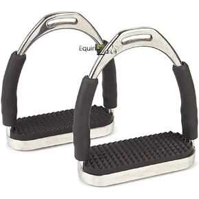 Flex Stainless English Saddle Stirrups Iron Pads Knee Ankle Stress Pain Relief