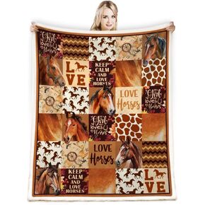 Horse Blanket,Horse Gifts for Girls Women,Gifts for Horse Lovers Women,Horse Gifts for Horse Lovers,Horse Themed Gifts,Warm Soft Cozy Plush Horse Throw Blanket for Bed Couch 50"x 60"