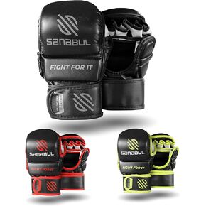 Sanabul Essential 7 oz MMA Gloves Men & Women | Gloves for Martial Arts Sparring & Training Gloves | Hybrid MMA Kick Boxing Gloves Men | Grappling Gloves