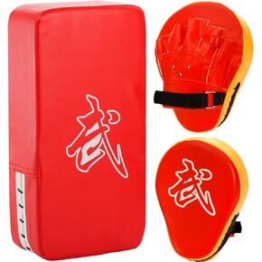 WUWEOT 2-in-1 Punching Mitts Kick Pack Set, Boxing Gloves Taekwondo Kick Pad, Boxing Pads Curved Focus Punching Mitts, Adjustable Soft Shield Durable Training Pads Set