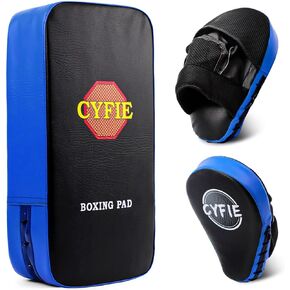 CYFIE 2 in 1 Boxing Equipment Boxing Strike Pads Punching Mitts Set, Boxing Mitts and Pads for Muay Thai, Karate, Taekwondo, Martial Arts Training at Home Gym, Karate Kick Pads for Kids, Youth, Girls