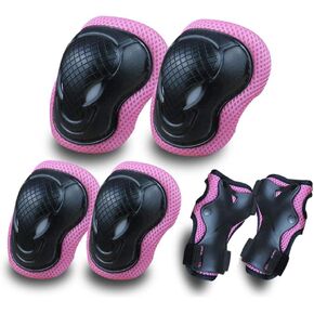 GEQID Knee Pads for Kids, Knee Elbow Pads and Wrist Guards Protective Gear Set ,for Rollerblading Skateboarding and Biking Scooter Skating to Child's 5-12 Years