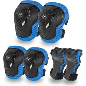 GEQID Knee Pads for Kids, Knee Elbow Pads and Wrist Guards Protective Gear Set ,for Rollerblading Skateboarding and Biking Scooter Skating to Child's 5-12 Years