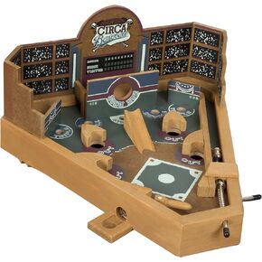 Hey! Play! Baseball Pinball Tabletop Skill Game - Classic Miniature Wooden Retro Sports Arcade Desktop Toy for Adult Collectors and Children, NULL