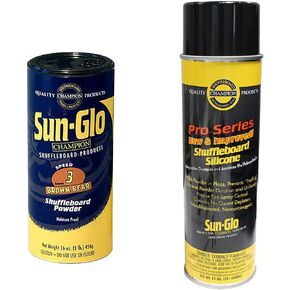 Sun-Glo Silicone Shuffleboard Spray (12 oz.) & #3 Speed Shuffleboard Powder Wax (16 oz.) Combo