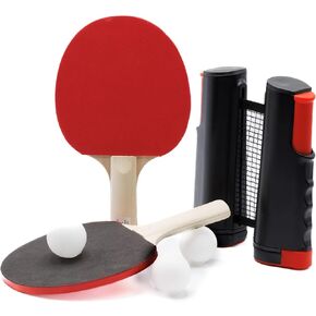 BLKSMITH Adjustable Ping Pong Set with Retractable Net - Complete Portable Table Tennis Net Kit with Professional Rackets, Balls, and Net