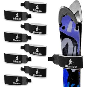 8 Pieces Ski Fastener Straps Adjustable Carrier Strap Ski Wraps Ties Fastener Tape Ski Pole Carrier Straps(Black)