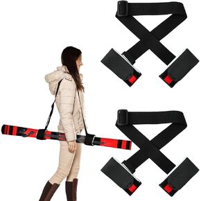 2 Pairs Ski Fastener Tapes, Adjustable Ski Boot Straps with Protector Pads Ski Carrier Straps Ski Wraps Ties Gear Storage for Ski Poles Boards Carrying Outdoor Winter Sports Accessories (Blue)