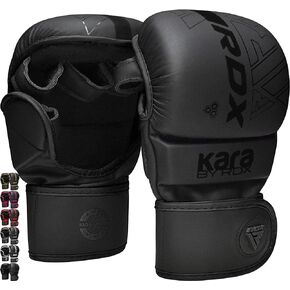 RDX MMA Gloves Sparring Grappling, Hybrid Open Palm Martial Arts Mitts Men Women, Maya Hide Leather Wrist Support, Cage Fighting Combat Sports Boxing Glove Training, Muay Thai, Punching Bag Kickboxing