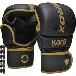 RDX MMA Gloves Sparring Grappling, Hybrid Open Palm Martial Arts Mitts Men Women, Maya Hide Leather Wrist Support, Cage Fighting Combat Sports Boxing Glove Training, Muay Thai, Punching Bag Kickboxing