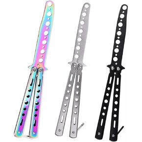 KALOPEZY 3 Pack Butterfly Trainer CSGO Game Equipment for Practice, Unsharpened Stainless Steel Set of 3 Color