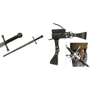 SZCO Supplies 40.5" Hand Forged Carbon Steel Rustic Broad Sword with Leather Wrapped Handle, Black/Brown (901132)